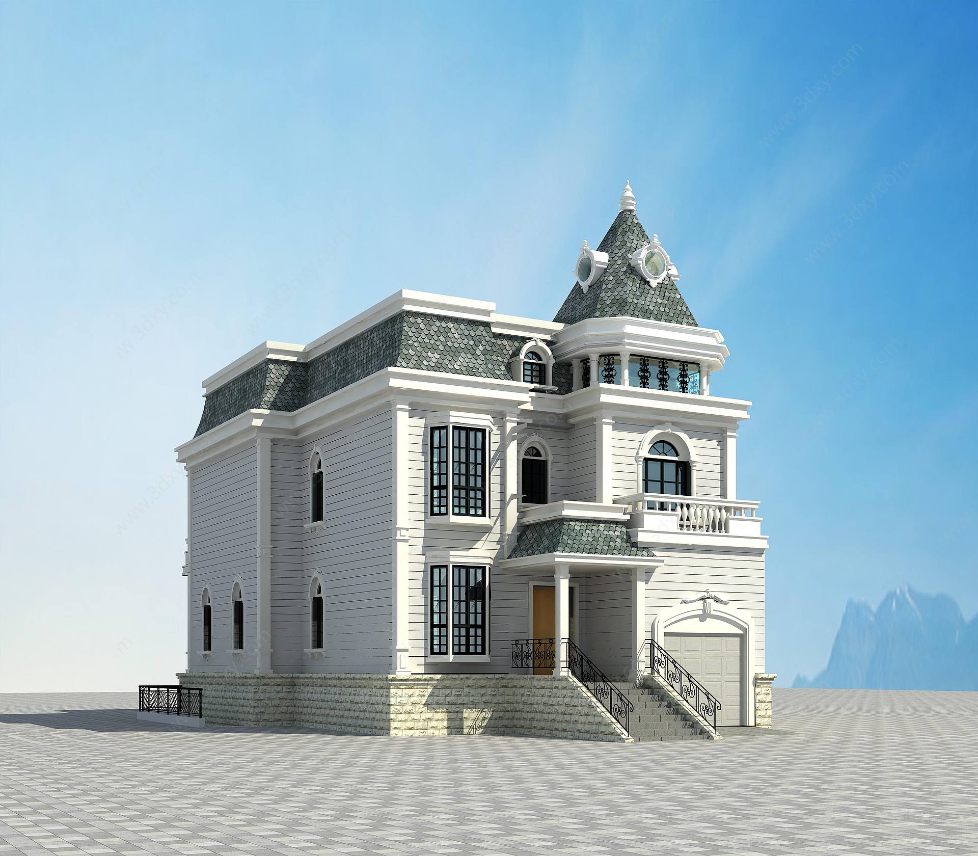 欧式别墅两层3D模型