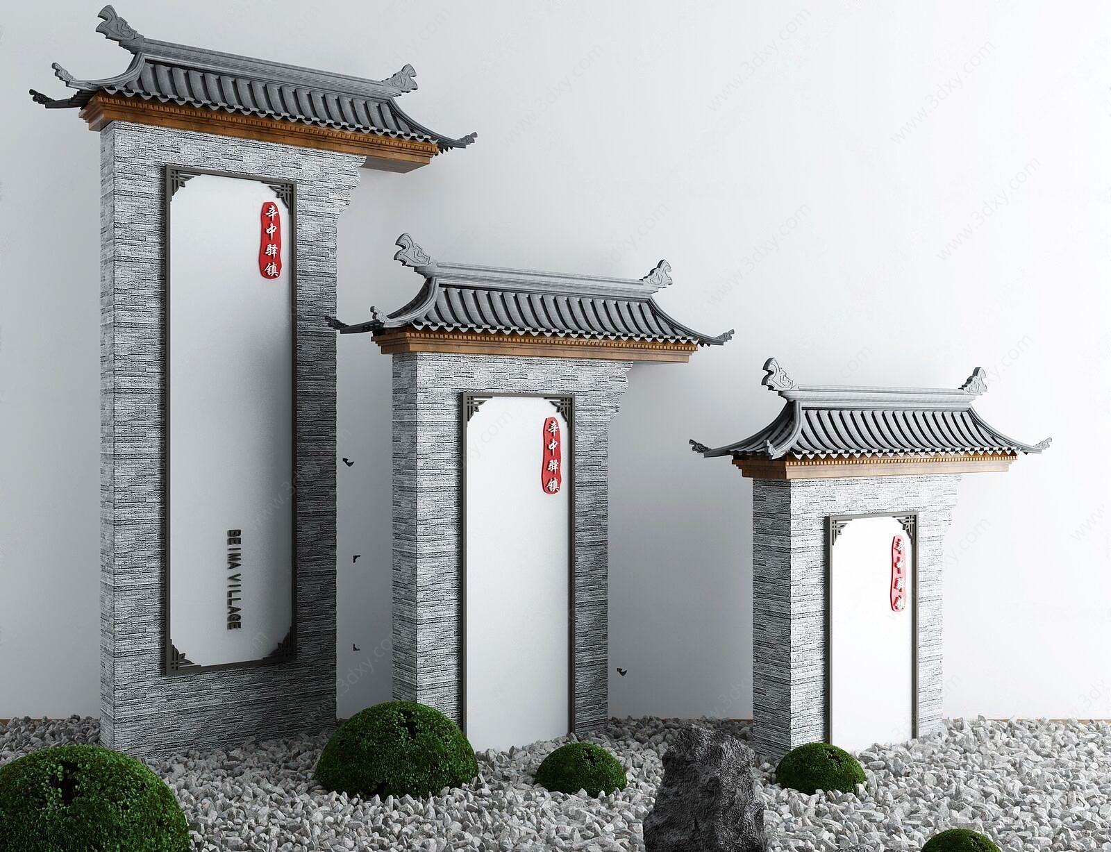 传统中式景观牌坊3D模型