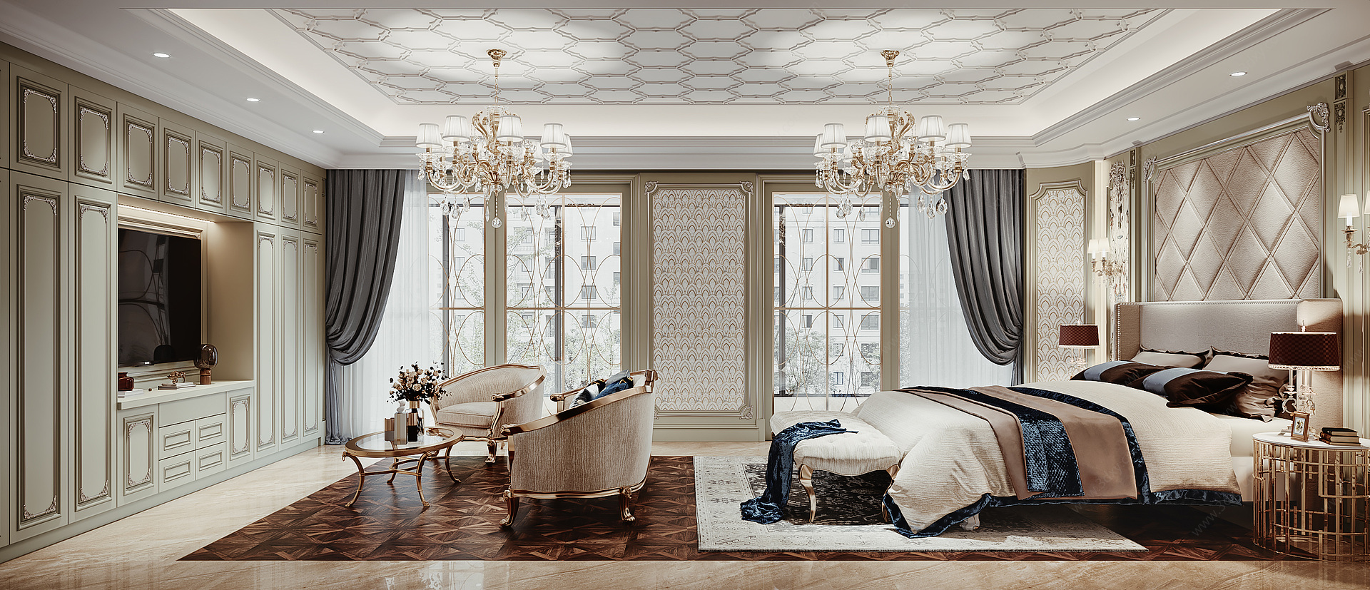 欧式古典家居卧室3D模型