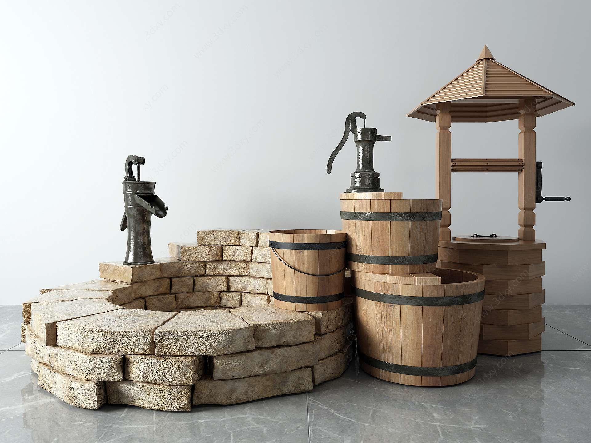 水井水桶3D模型