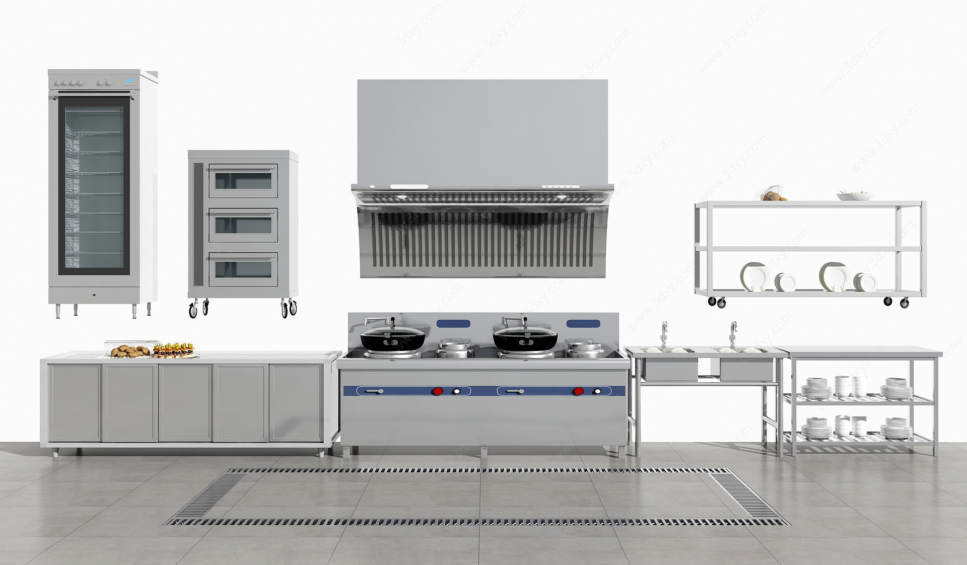 现代厨房厨具组合3D模型