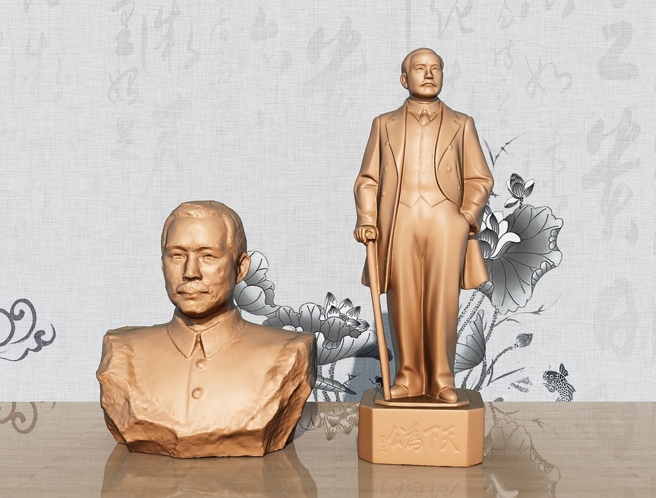 中式男人雕塑3D模型
