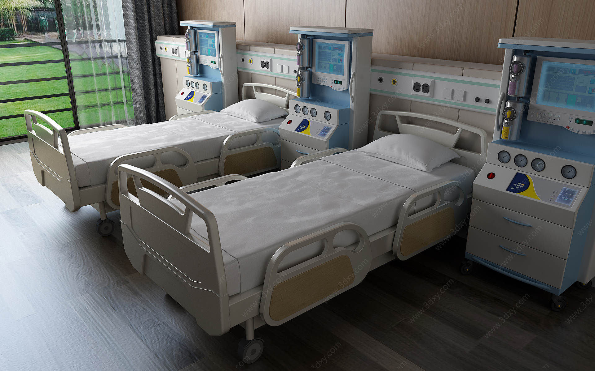 现代病床病房3D模型