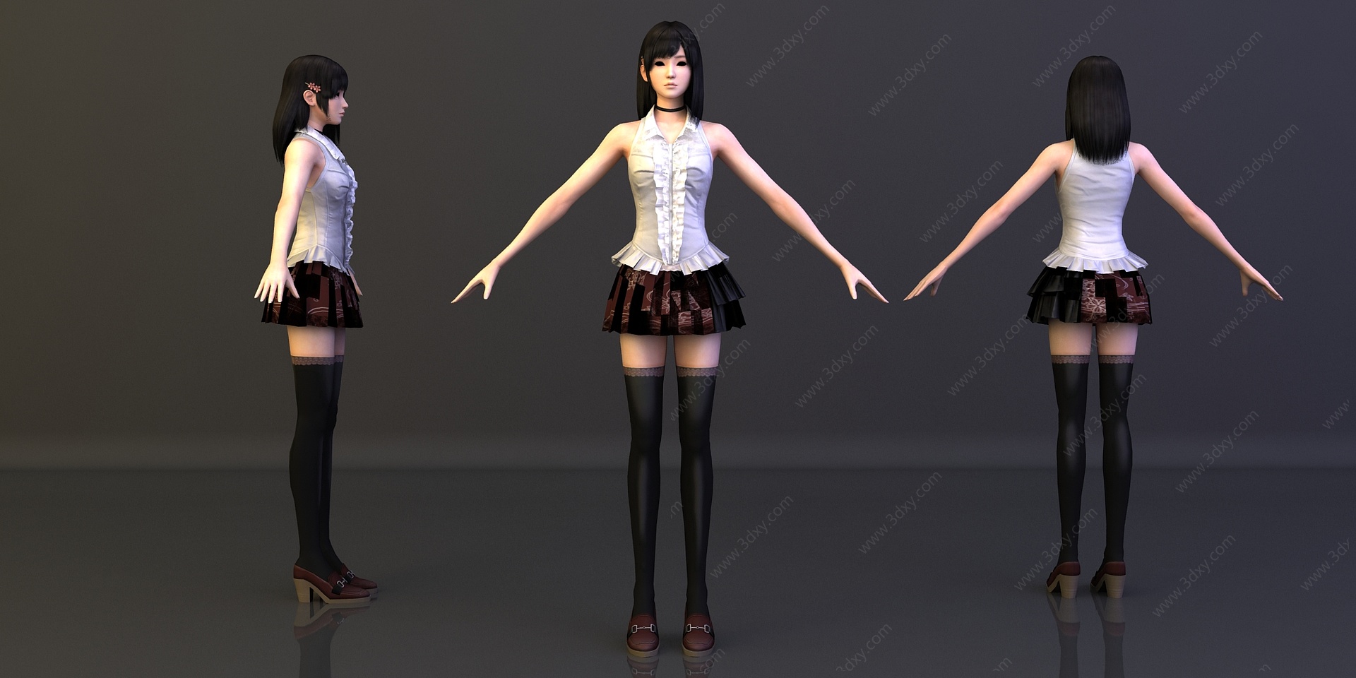 现代少女人物3D模型