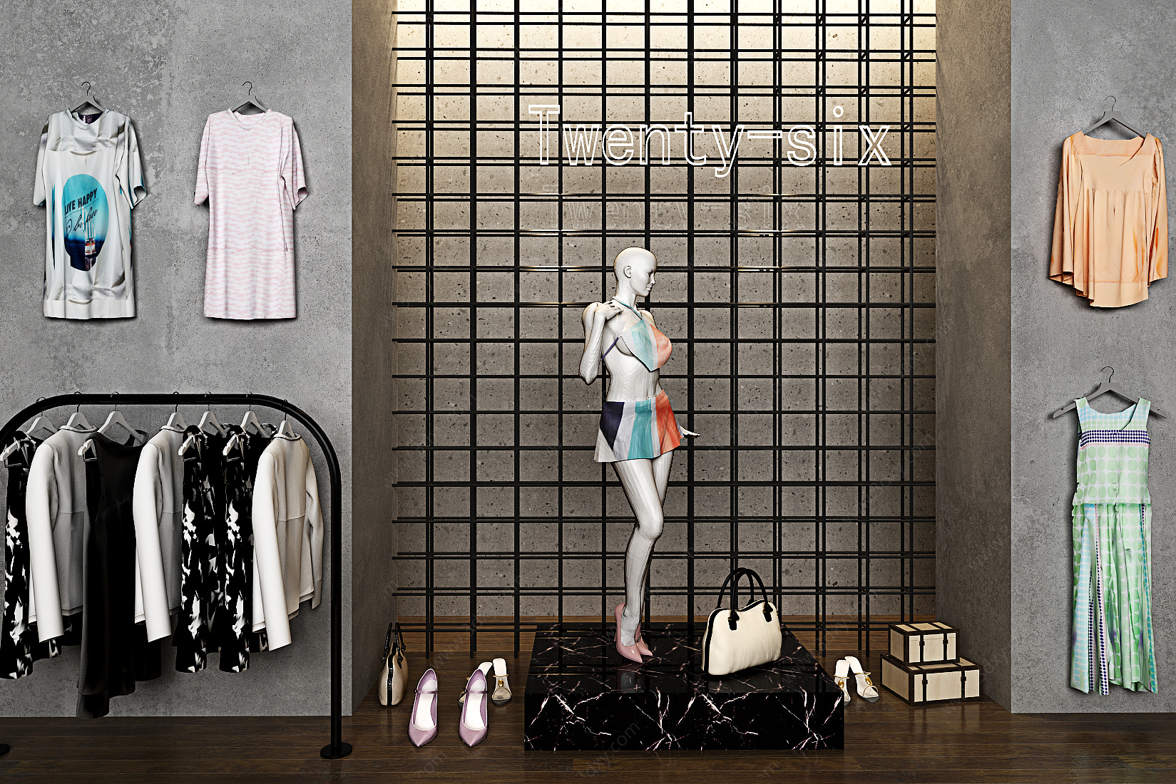 现代服装店鞋店模特3D模型