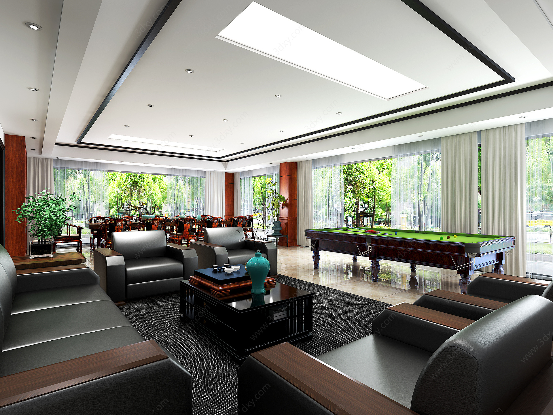 新中式休闲会客厅3D模型