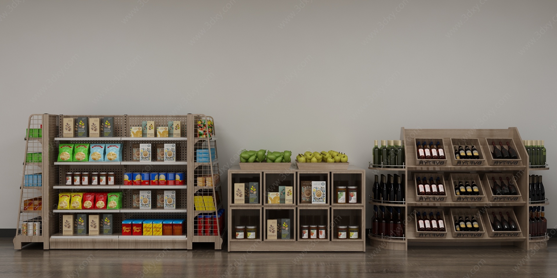 现代超市便利店货架3D模型
