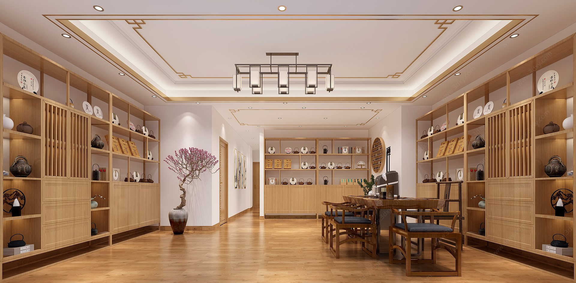 新中式茶叶店接待厅3D模型