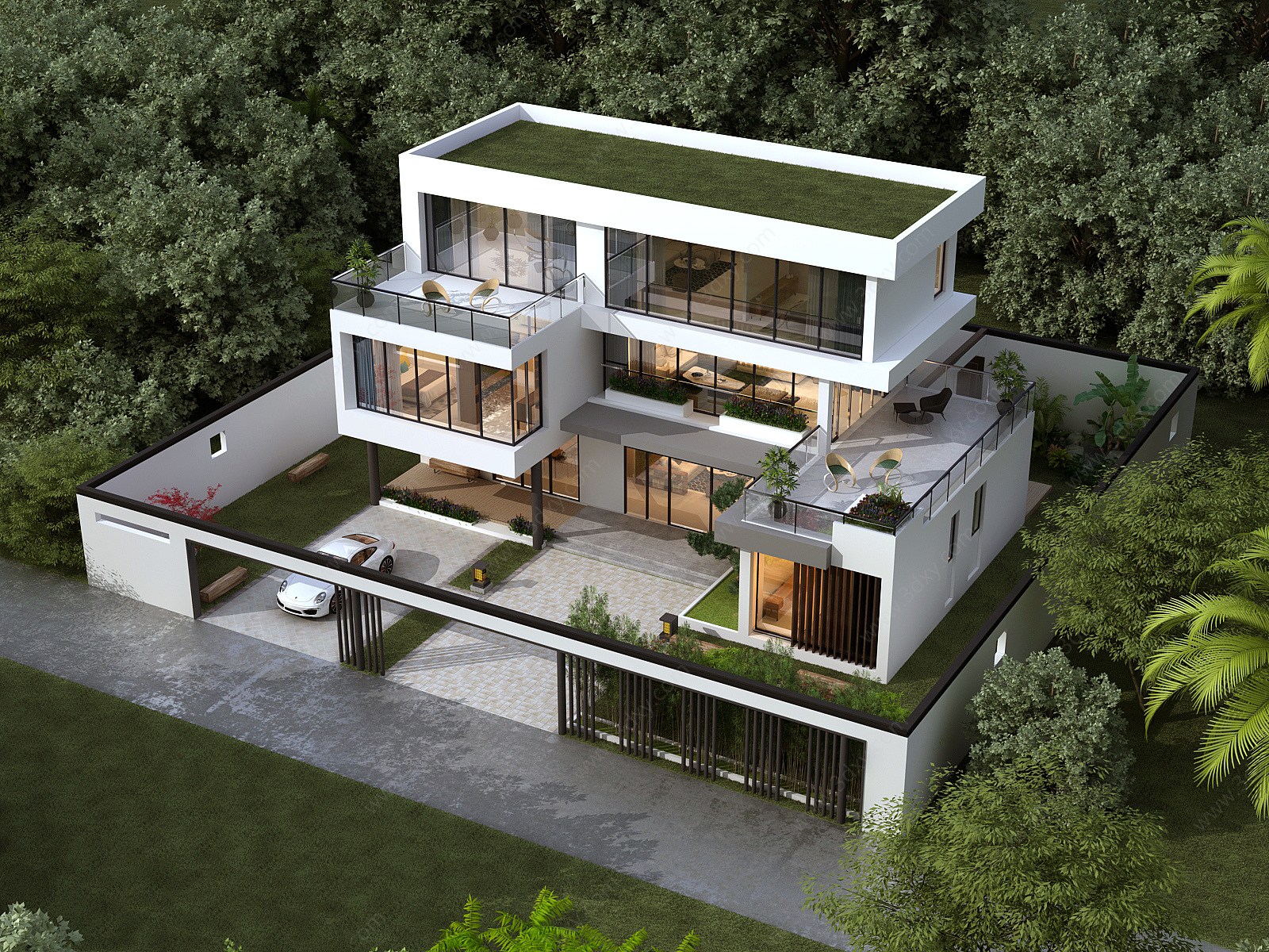 现代独栋别墅3D模型