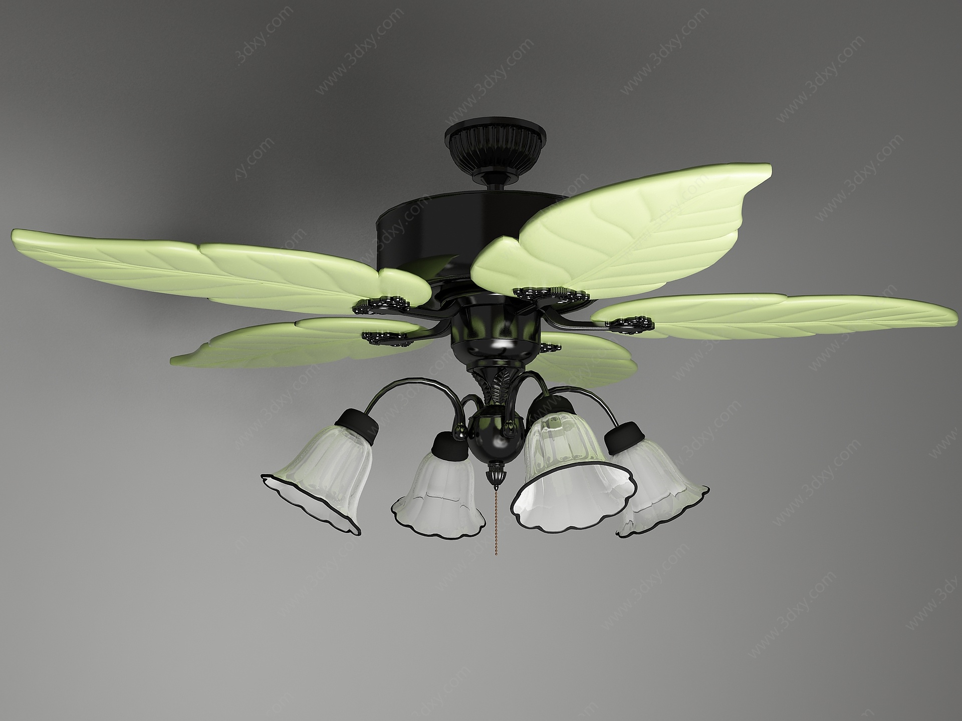 现代电风扇吊扇灯3D模型