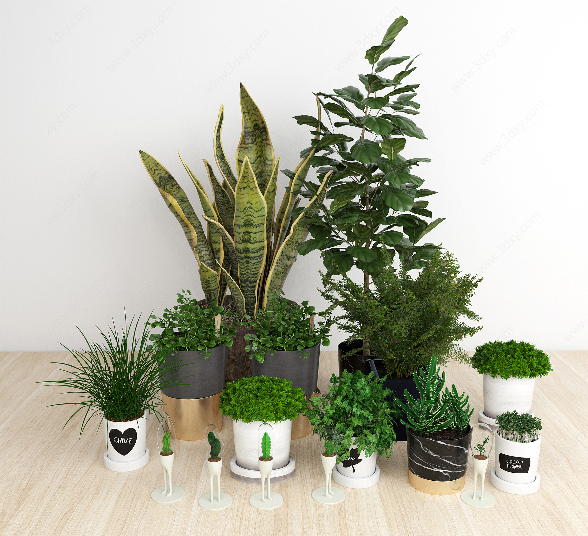 现代风格绿植盆栽3D模型