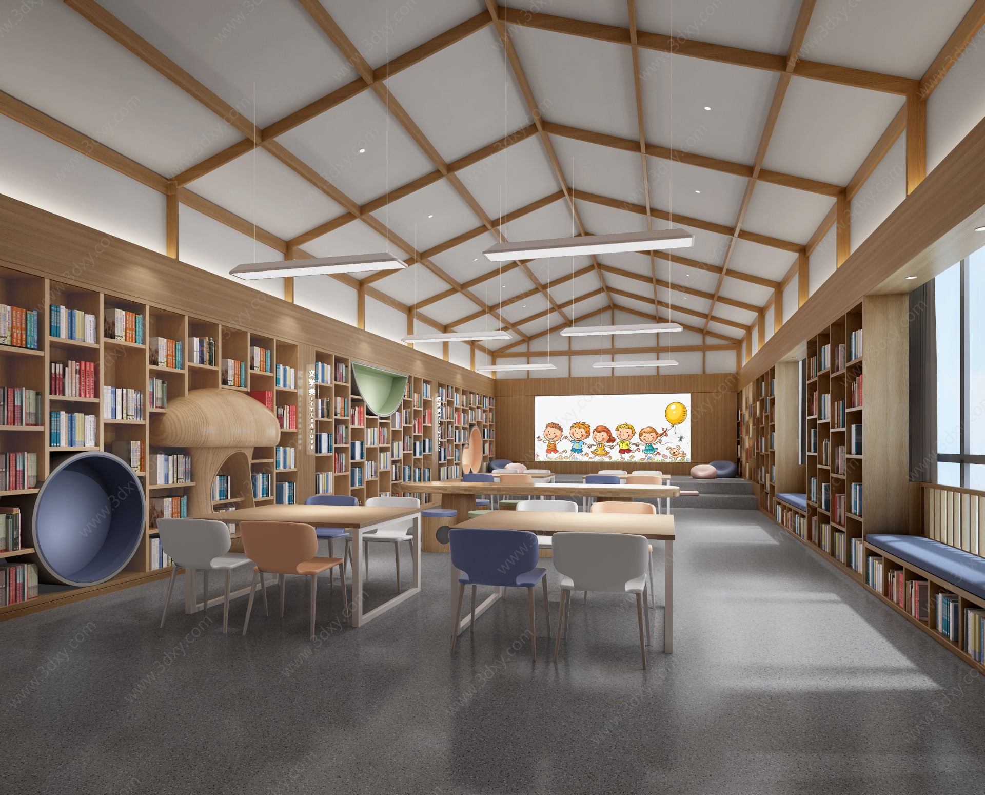 新中式儿童图书馆3D模型