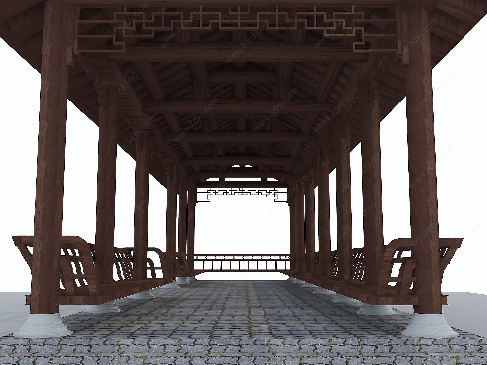 传统中式长廊3D模型