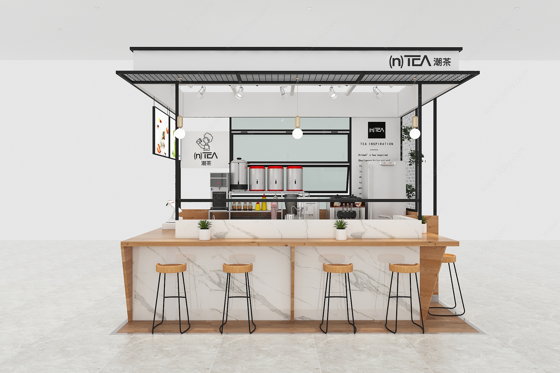 工业风奶茶店3D模型