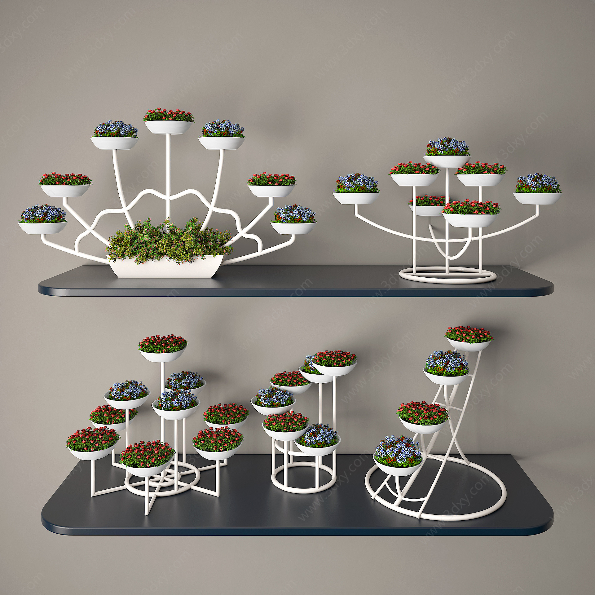 现代花坛市政美化花架花盆3D模型