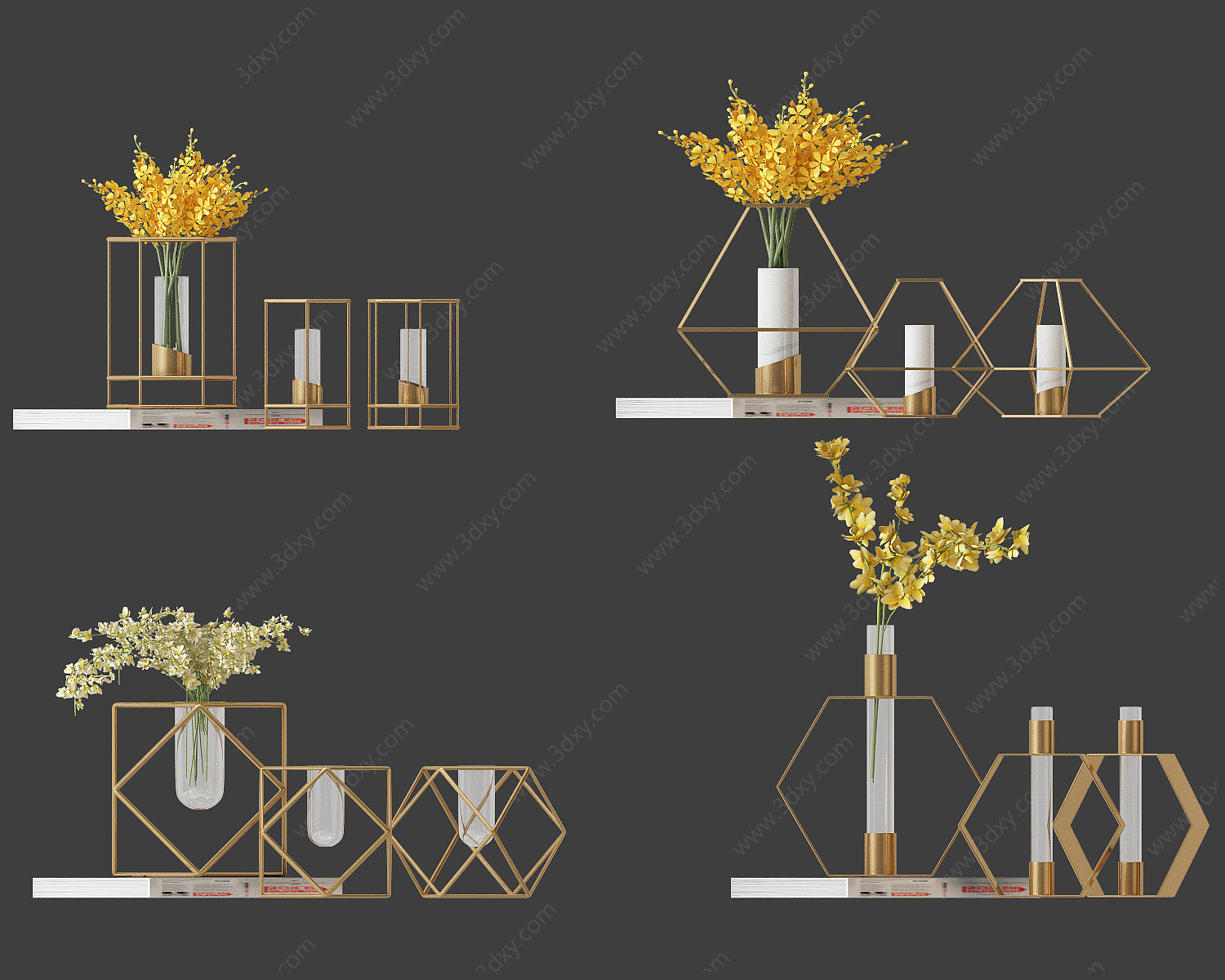 金属花瓶花卉饰品架摆件3D模型