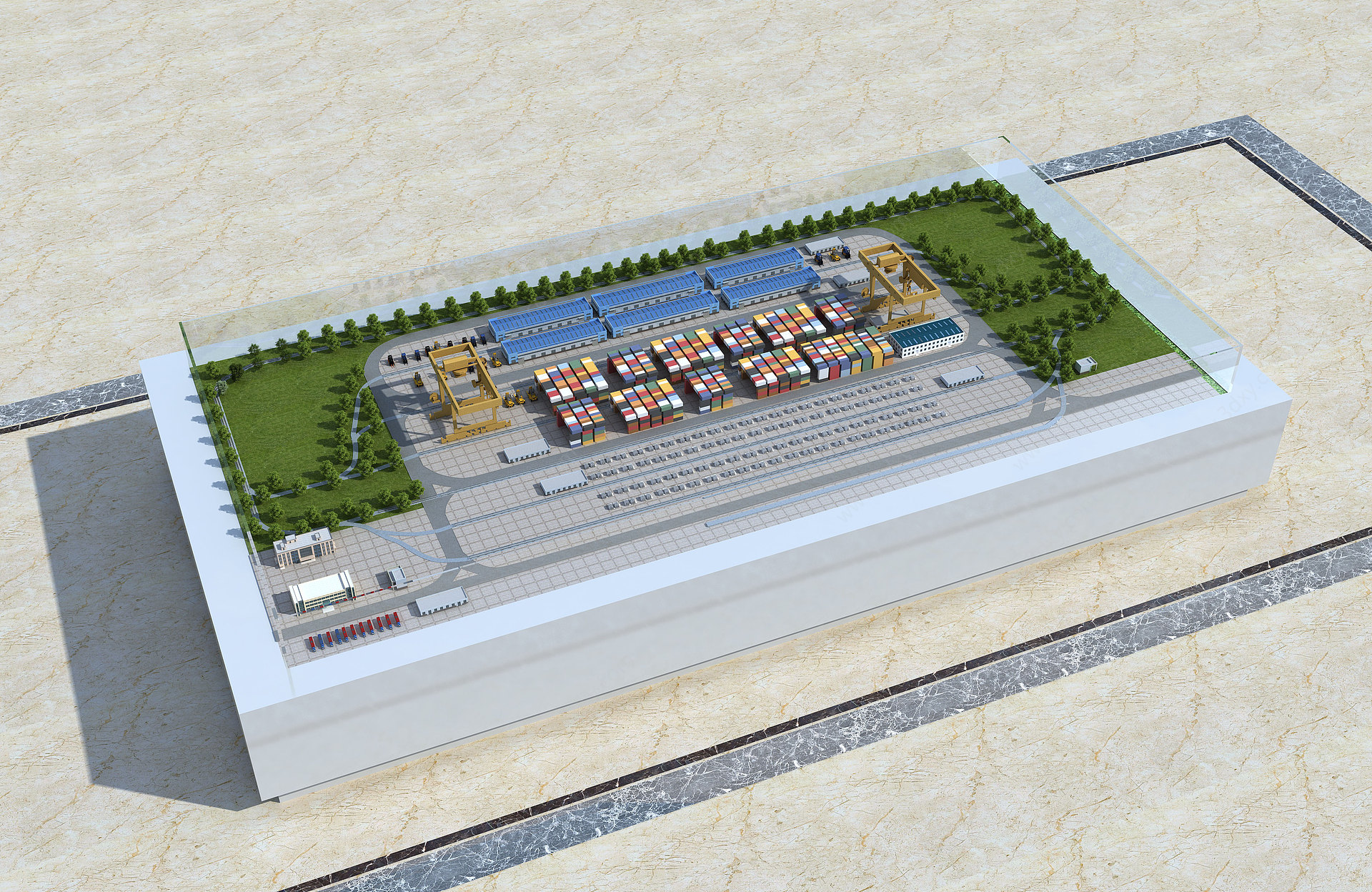 现代沙盘产业园厂房3D模型