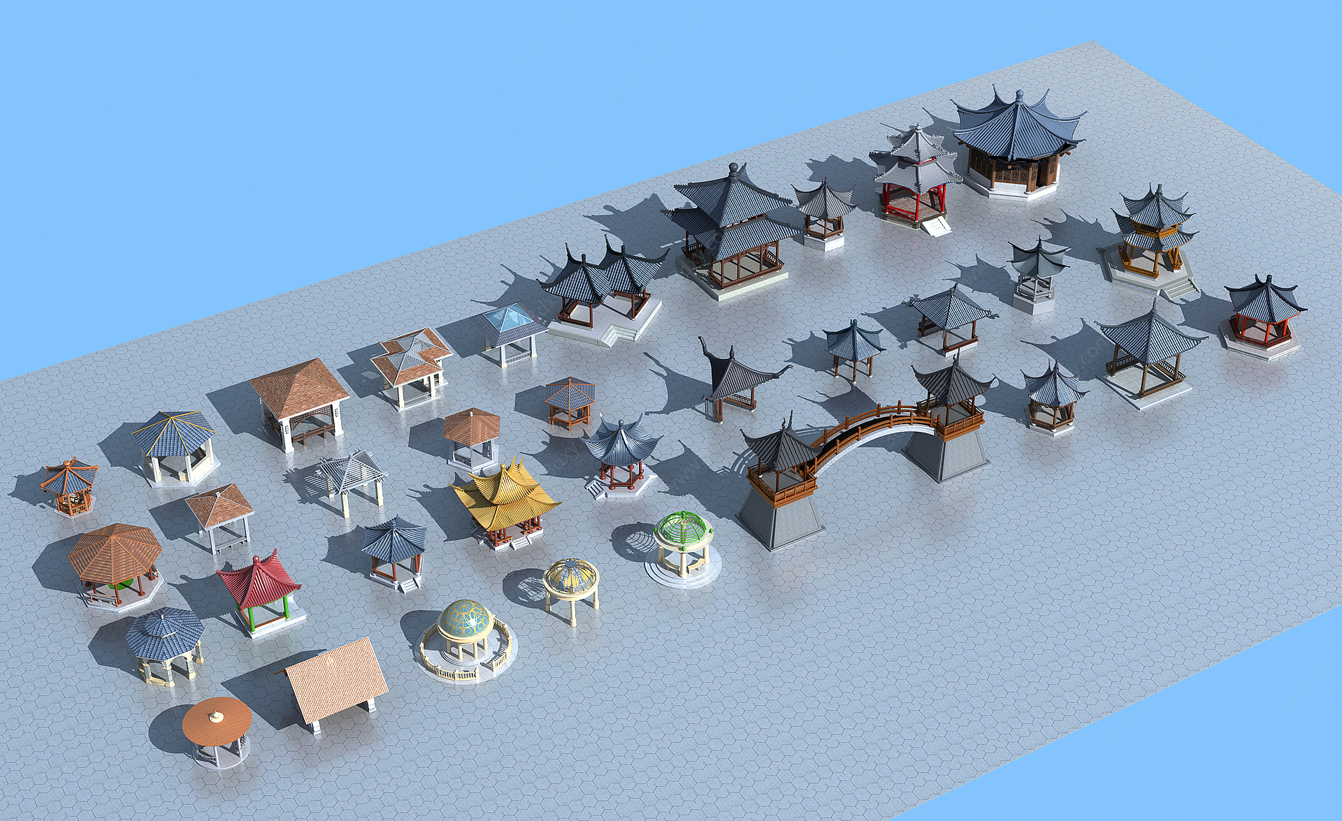 中式凉亭3D模型