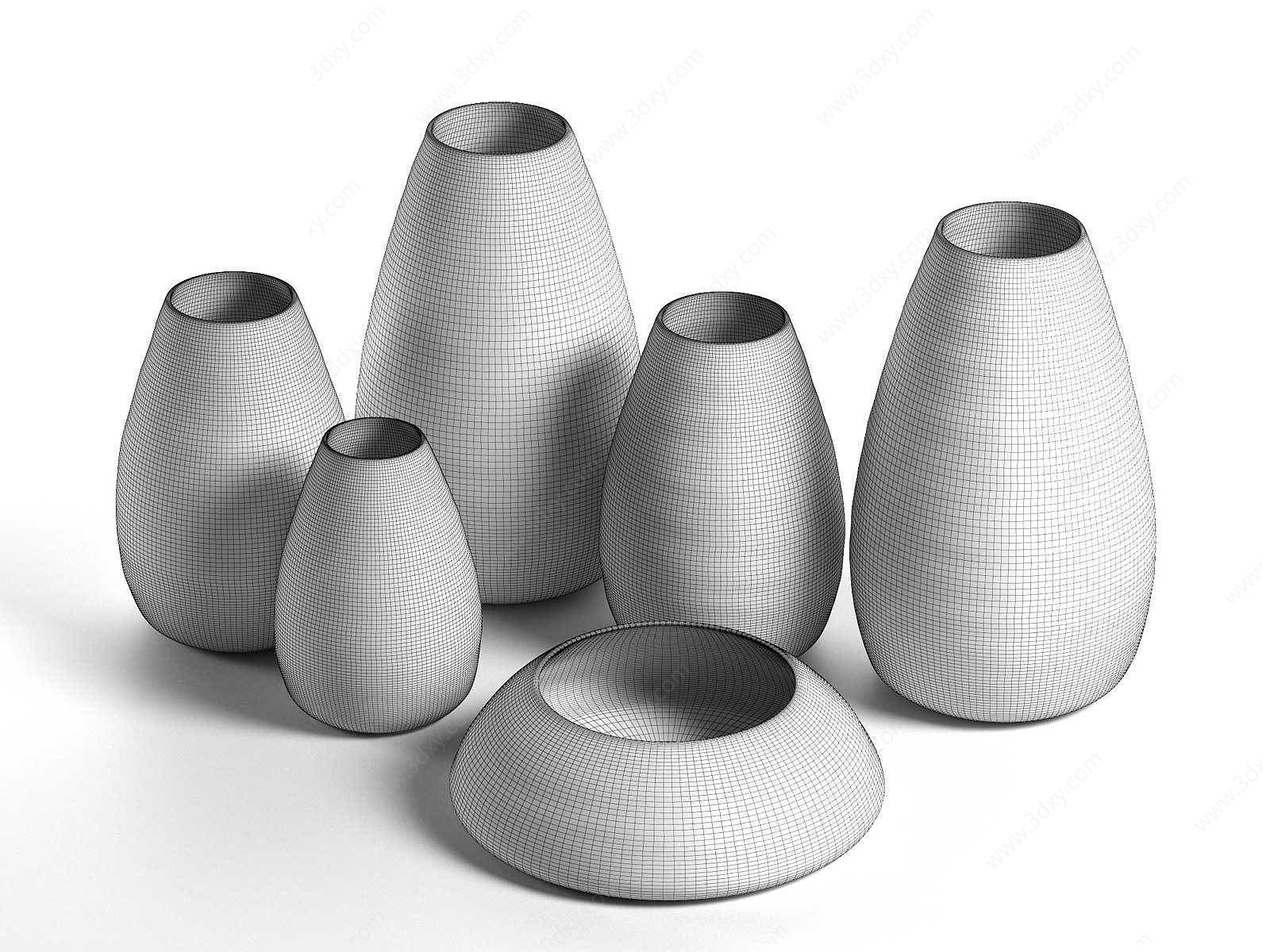 现代陶瓷花瓶摆件3D模型