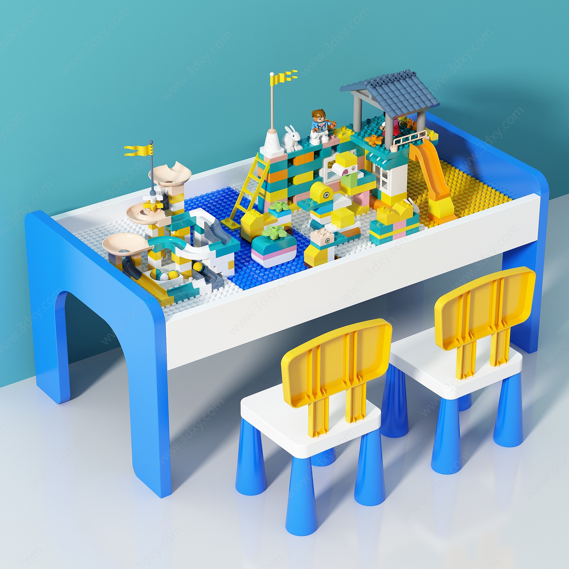 积木桌玩具3D模型