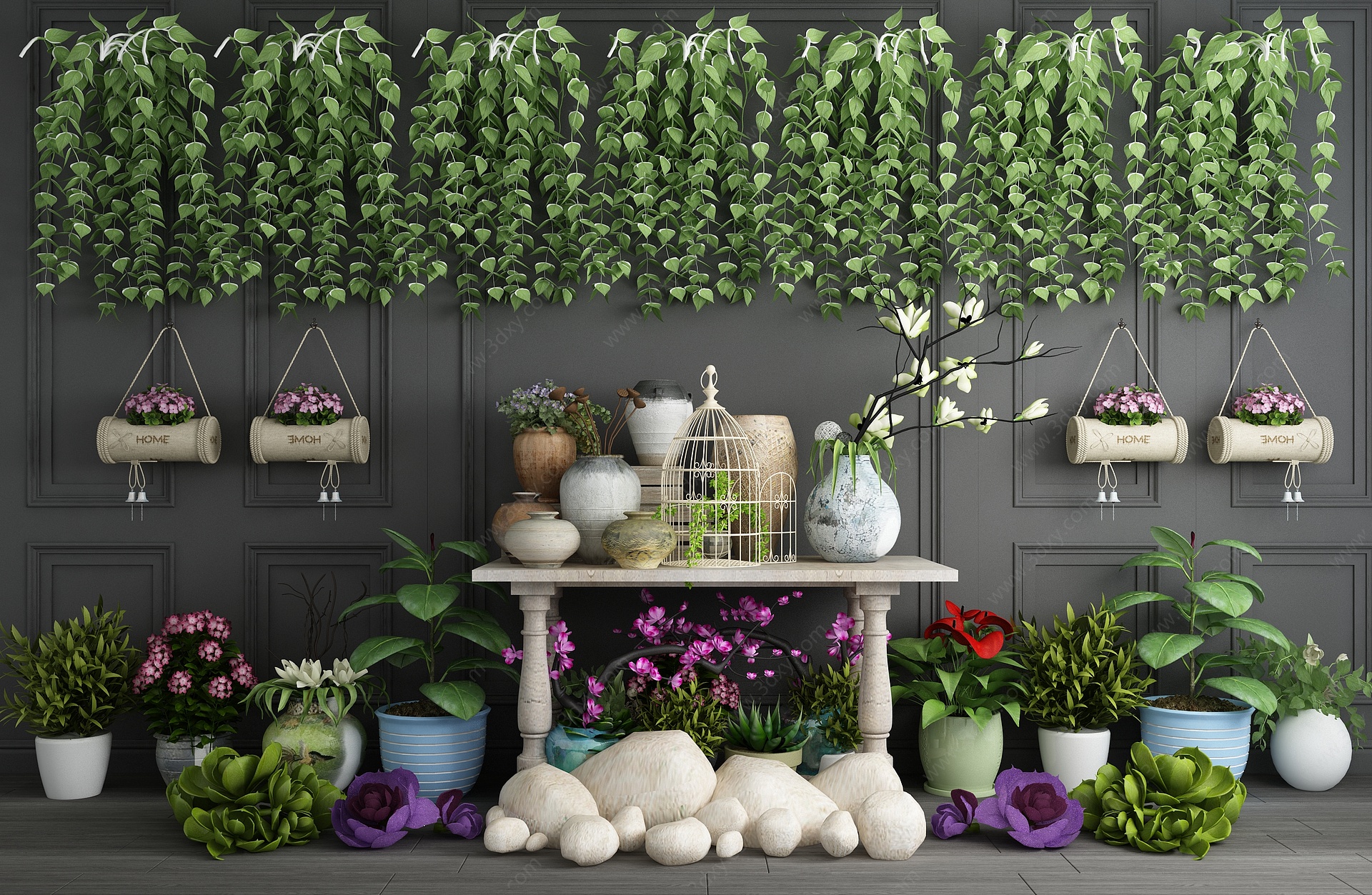 绿植墙饰植物盆栽园艺小品3D模型