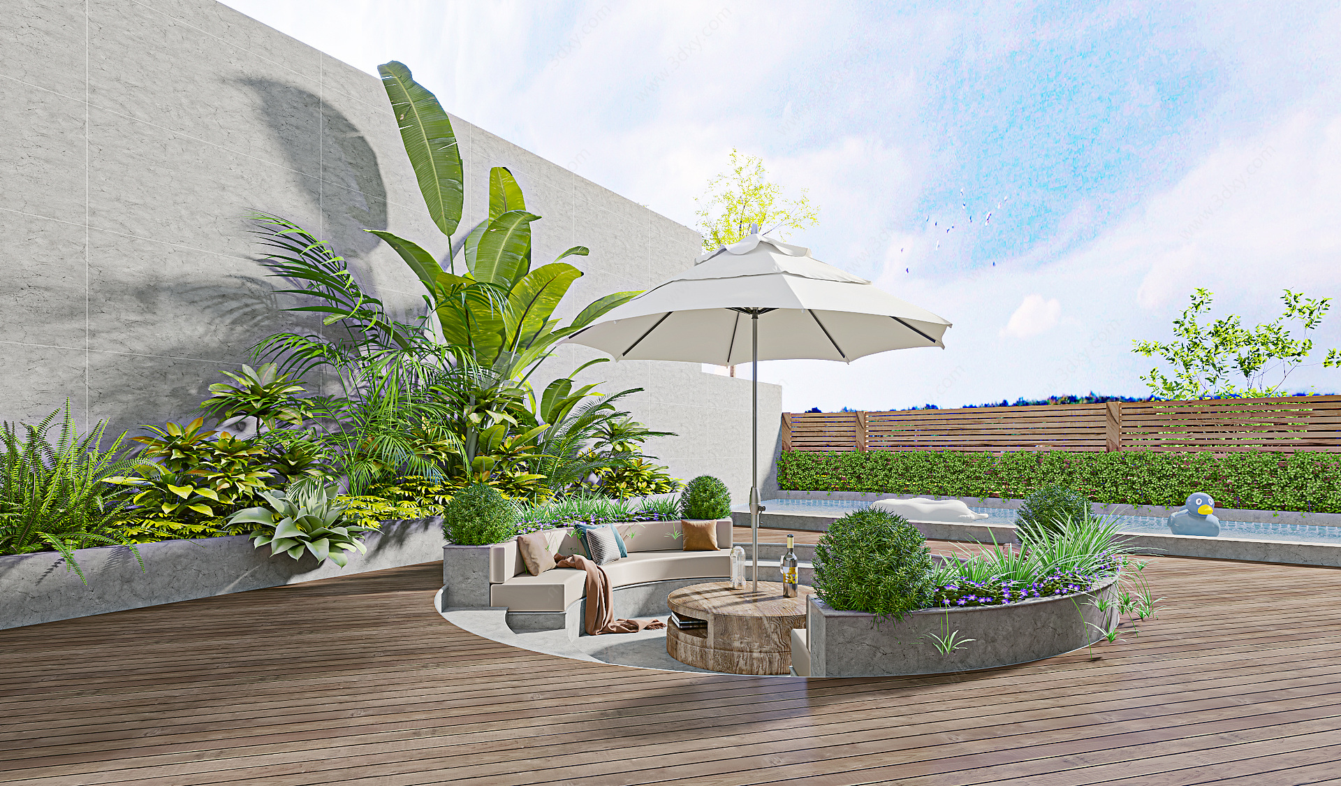 现代屋顶花园3D模型