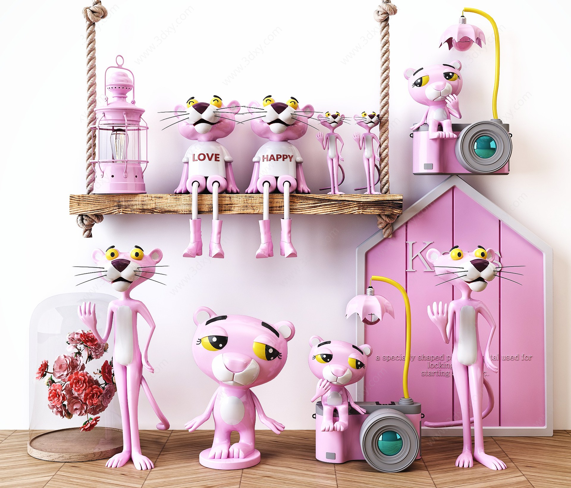 粉红豹装饰摆件组合3D模型
