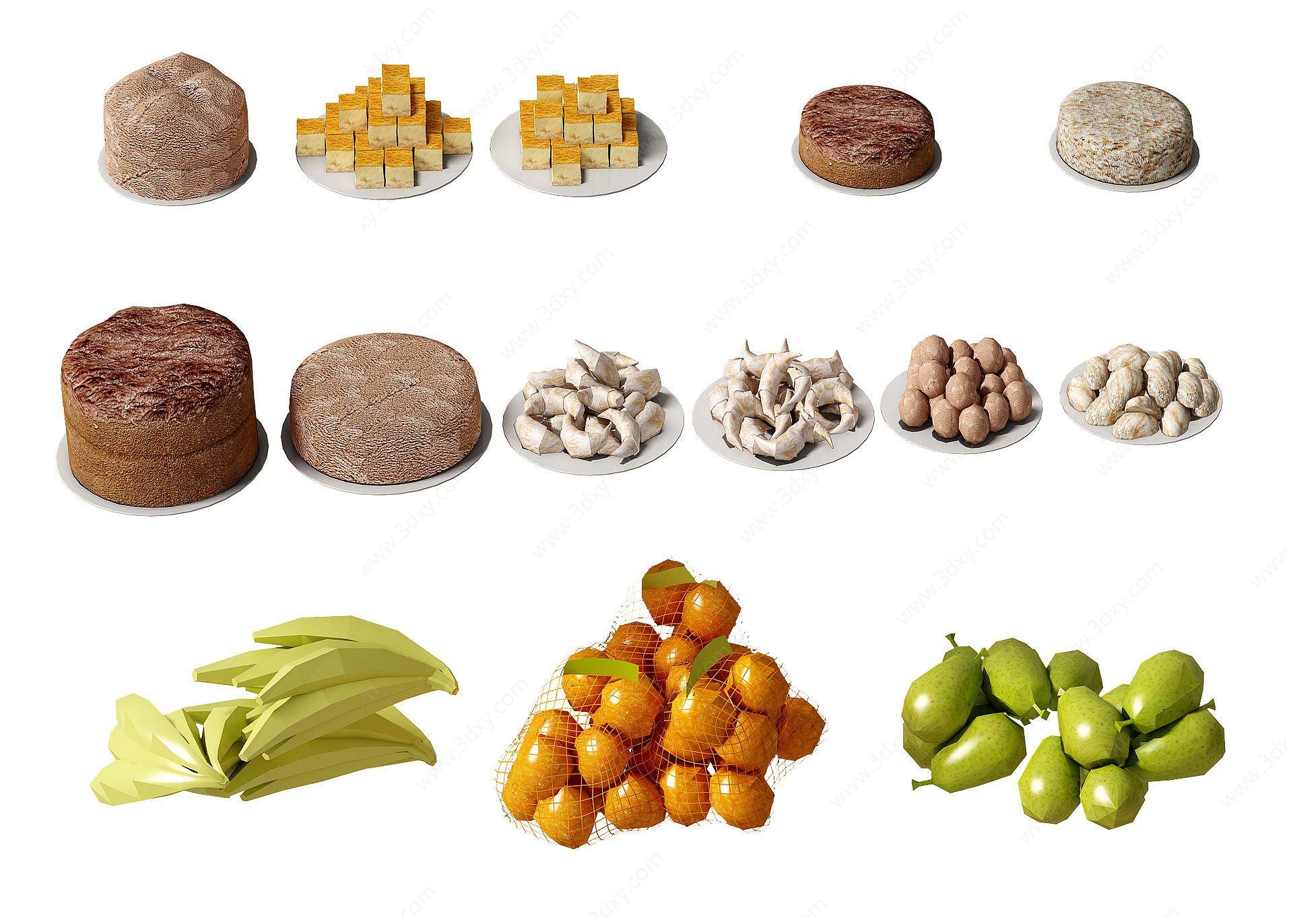 现代食物水果3D模型