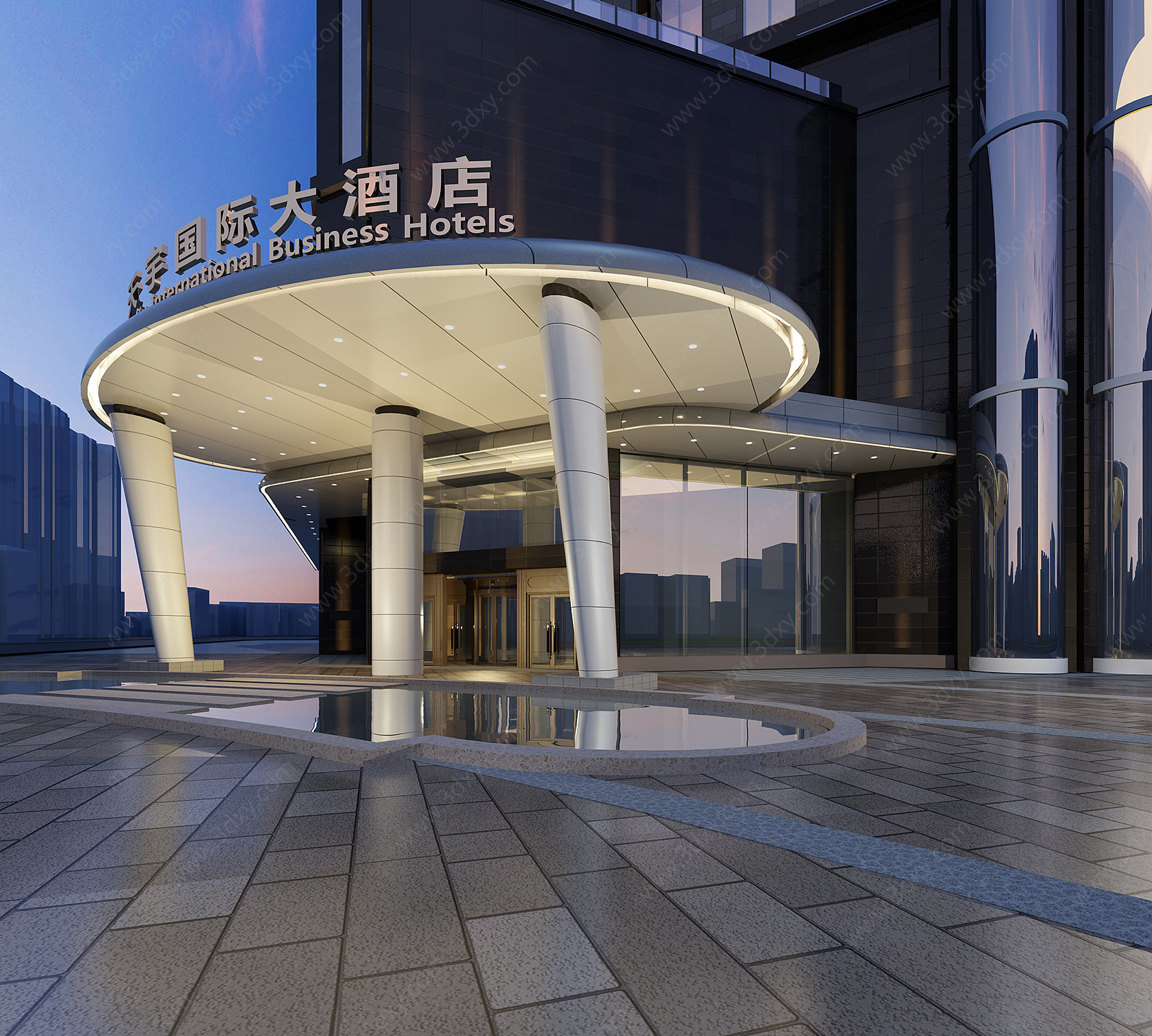 现代酒店门头3D模型