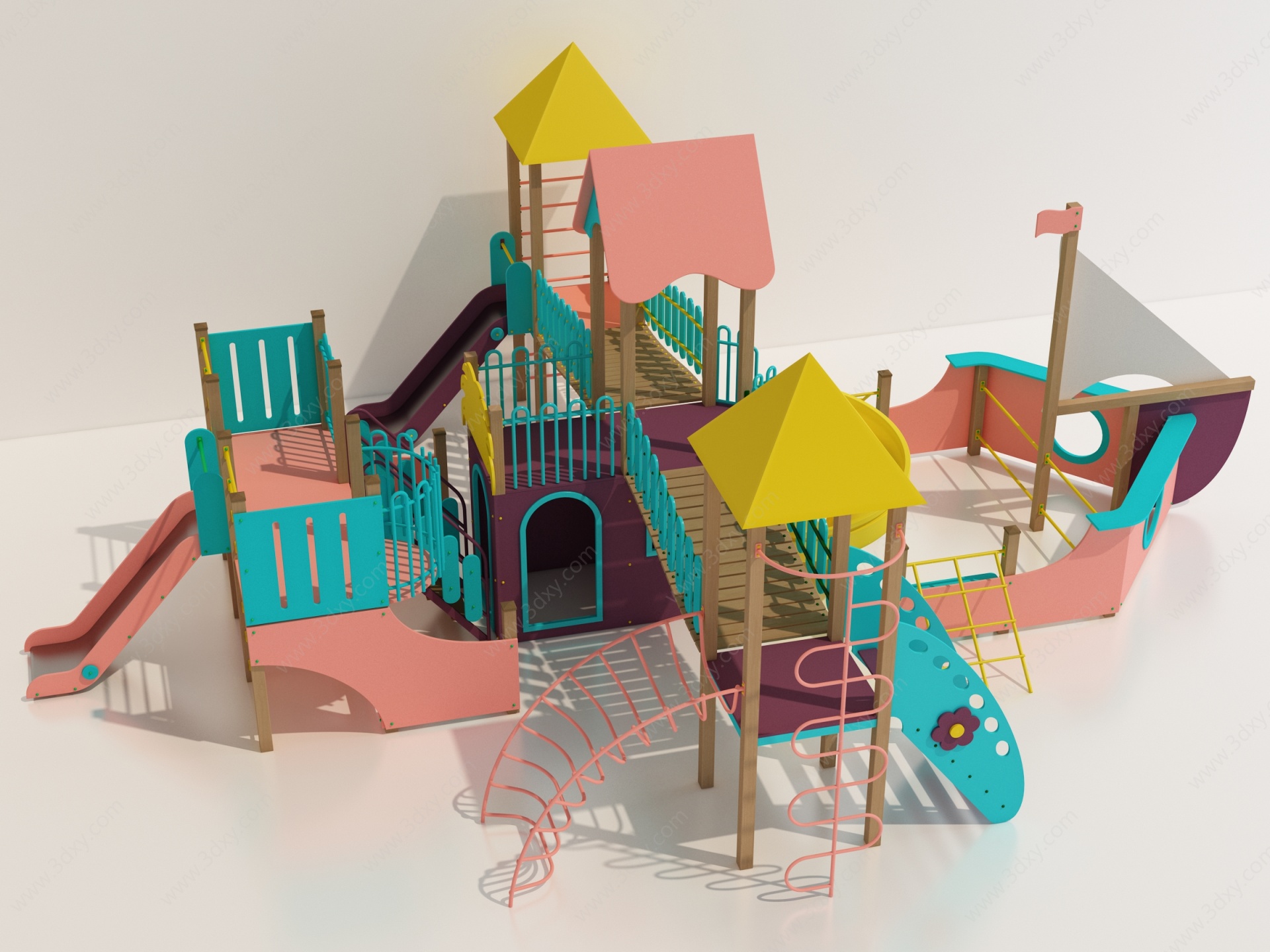 现代儿童器材滑梯3D模型