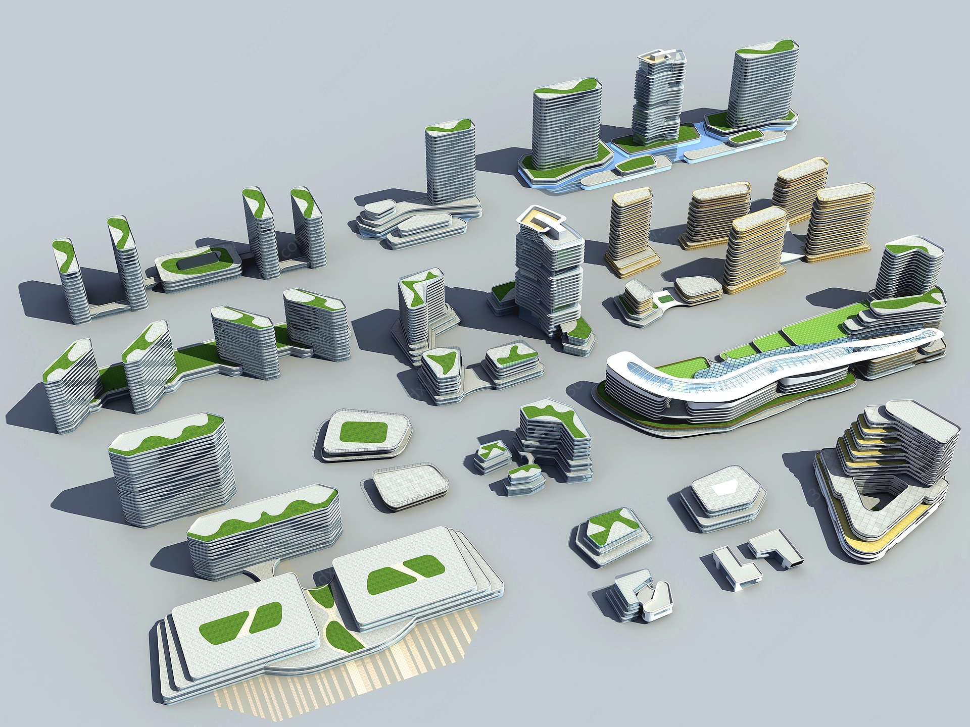 现代公建群体3D模型