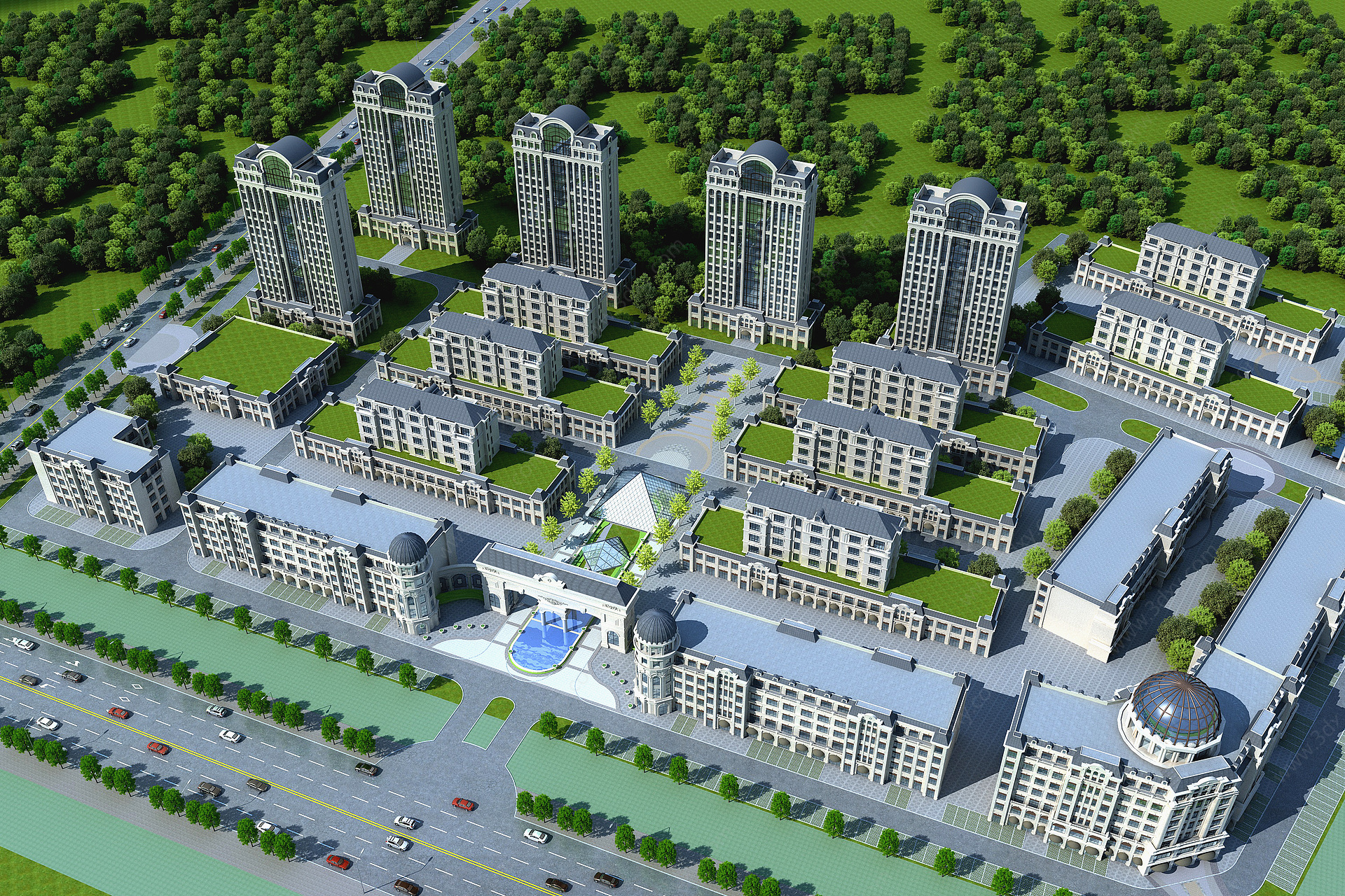 欧式商业公寓园区3D模型