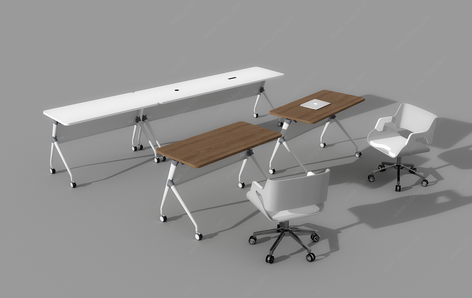 办公培训桌椅组合3D模型