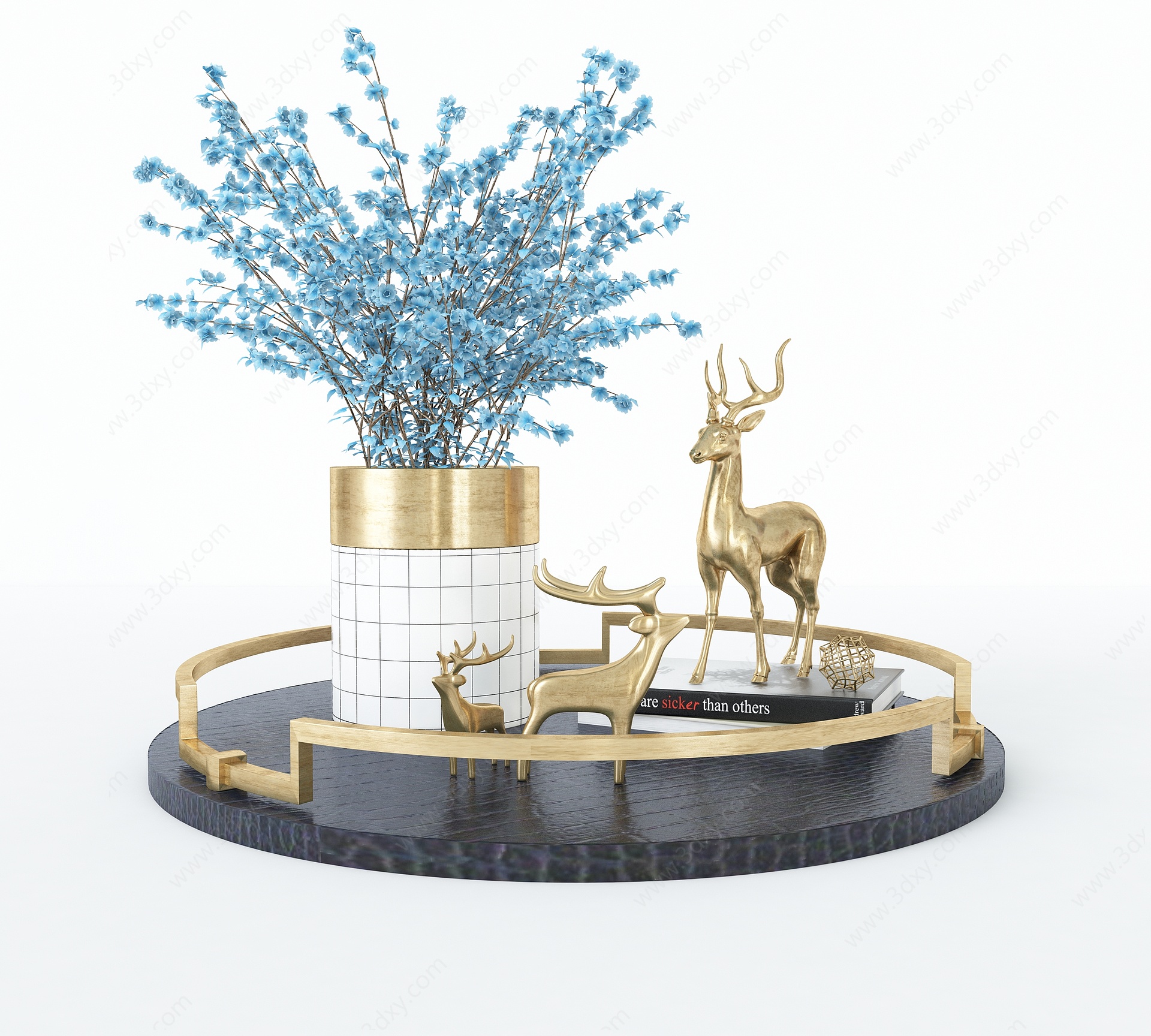 现代金属麋鹿摆件3D模型