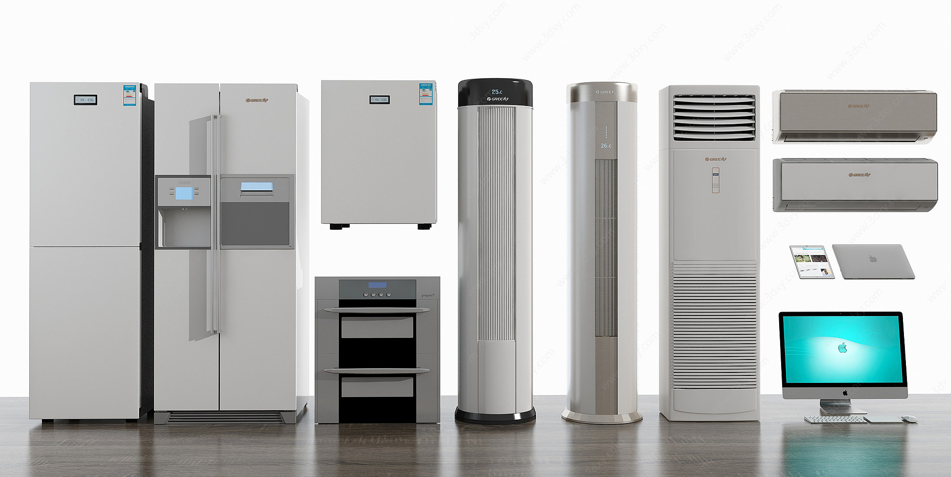 现代空调电脑冰箱组合3D模型