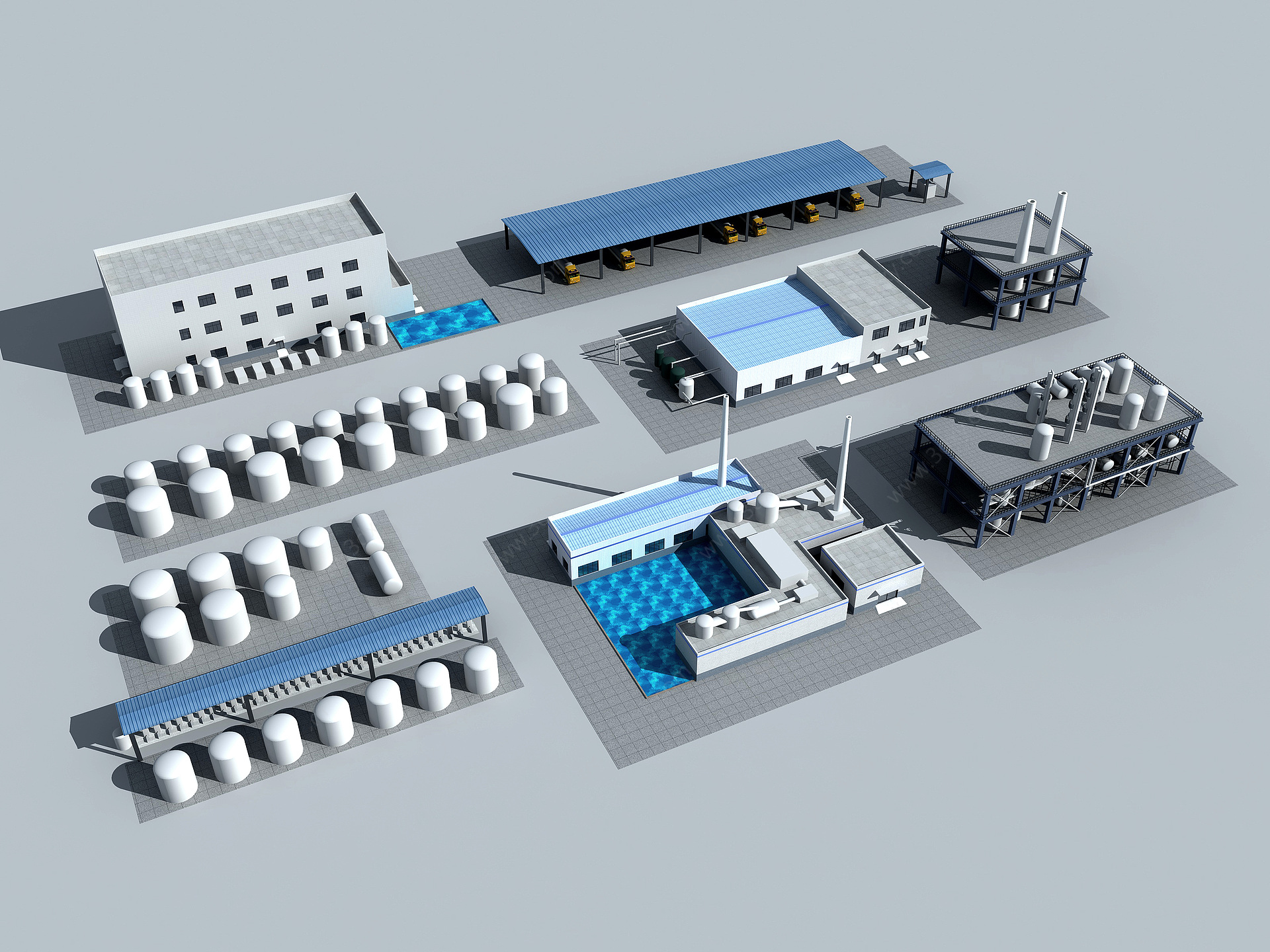 工业设备厂房仓库车间3D模型