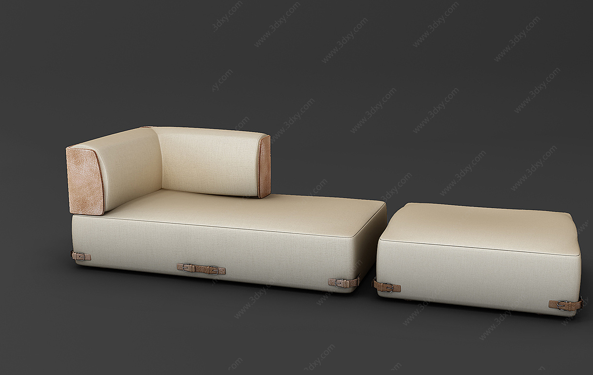 现代躺椅卧榻3D模型