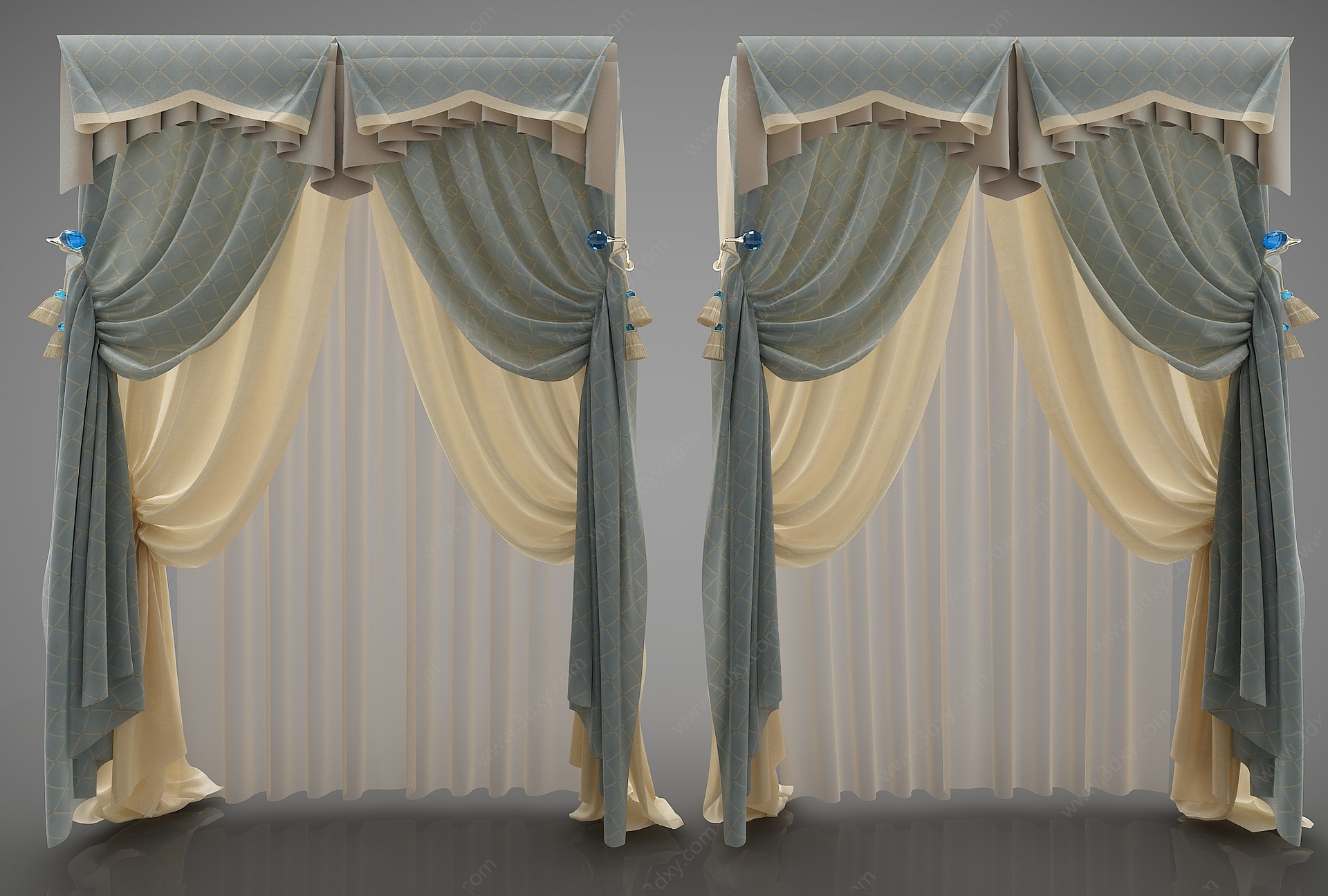 现代风格沙发窗帘3D模型