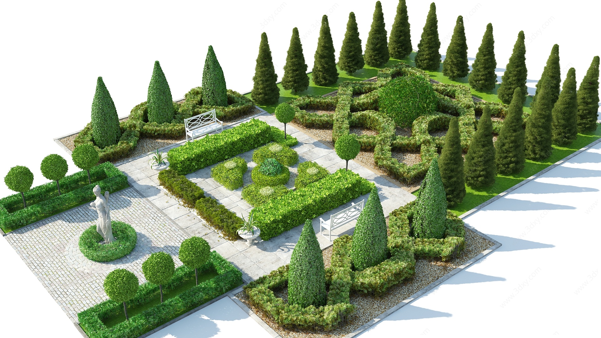 欧式园林园林景观园林灌木3D模型