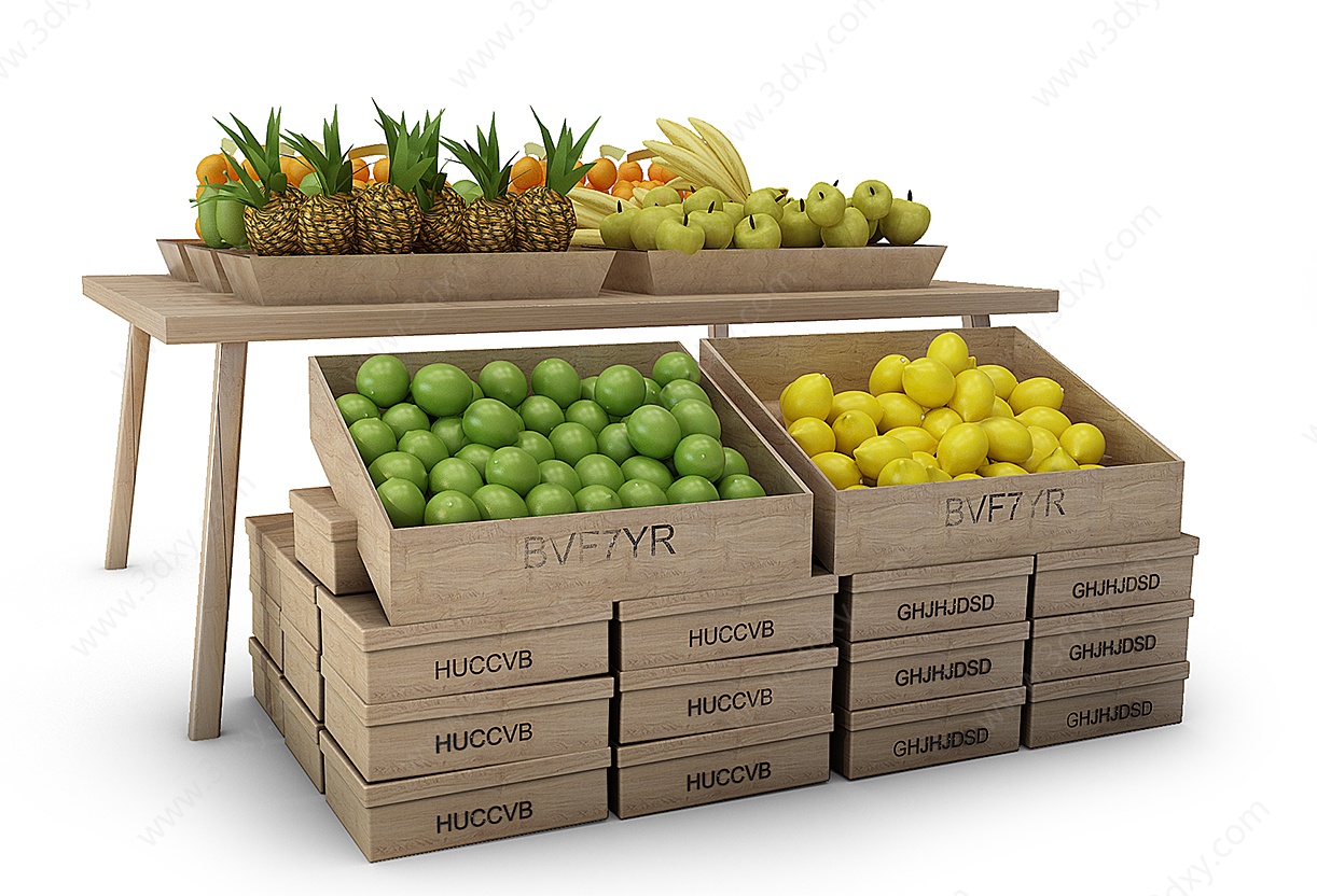 超市货架水果货架3D模型