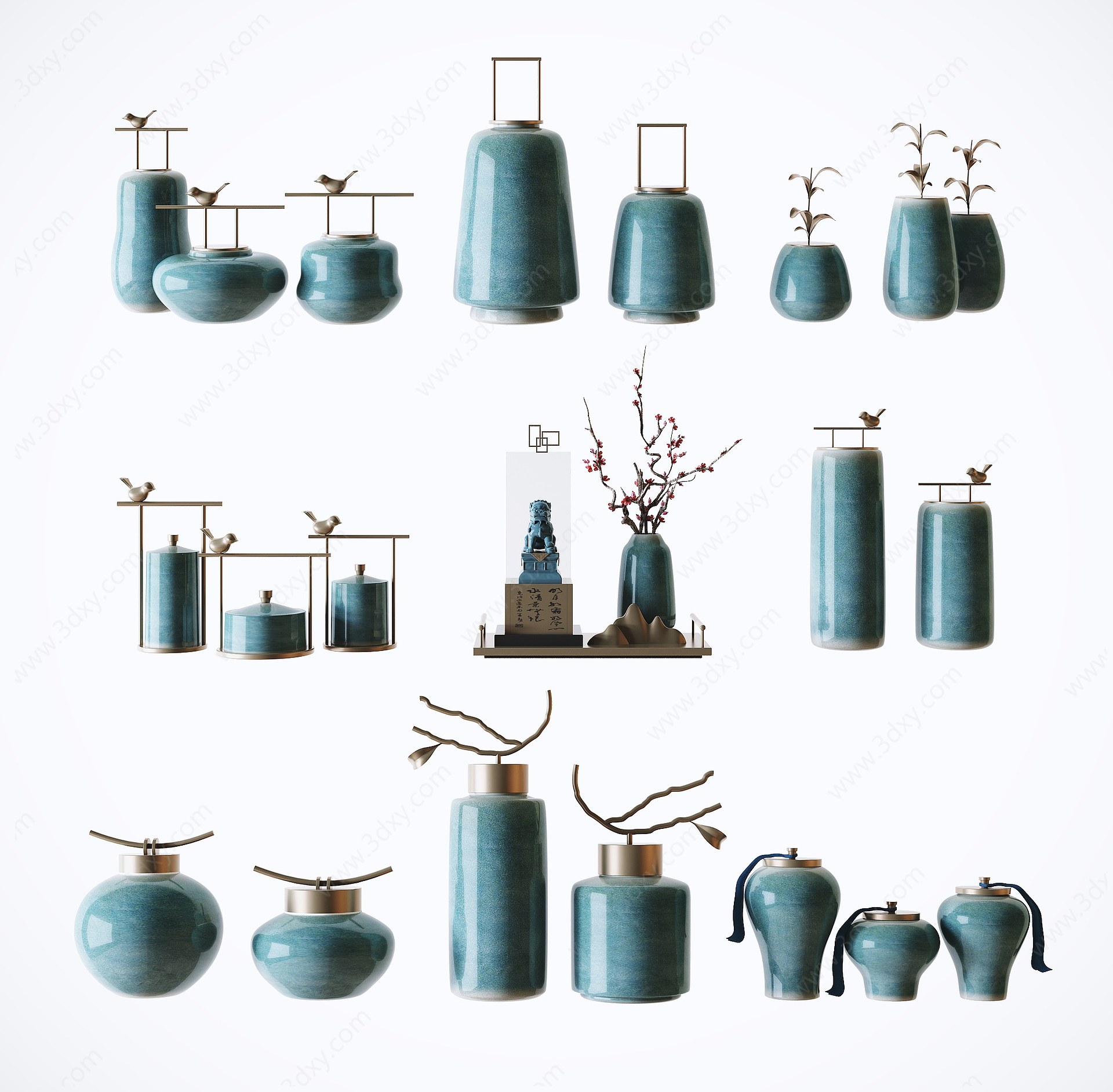 禅意陶瓷瓶罐装饰摆件3D模型