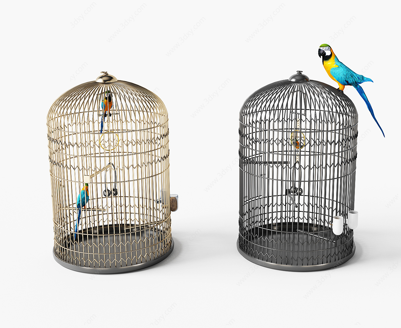 新中式鸟笼鹦鹉摆件3D模型