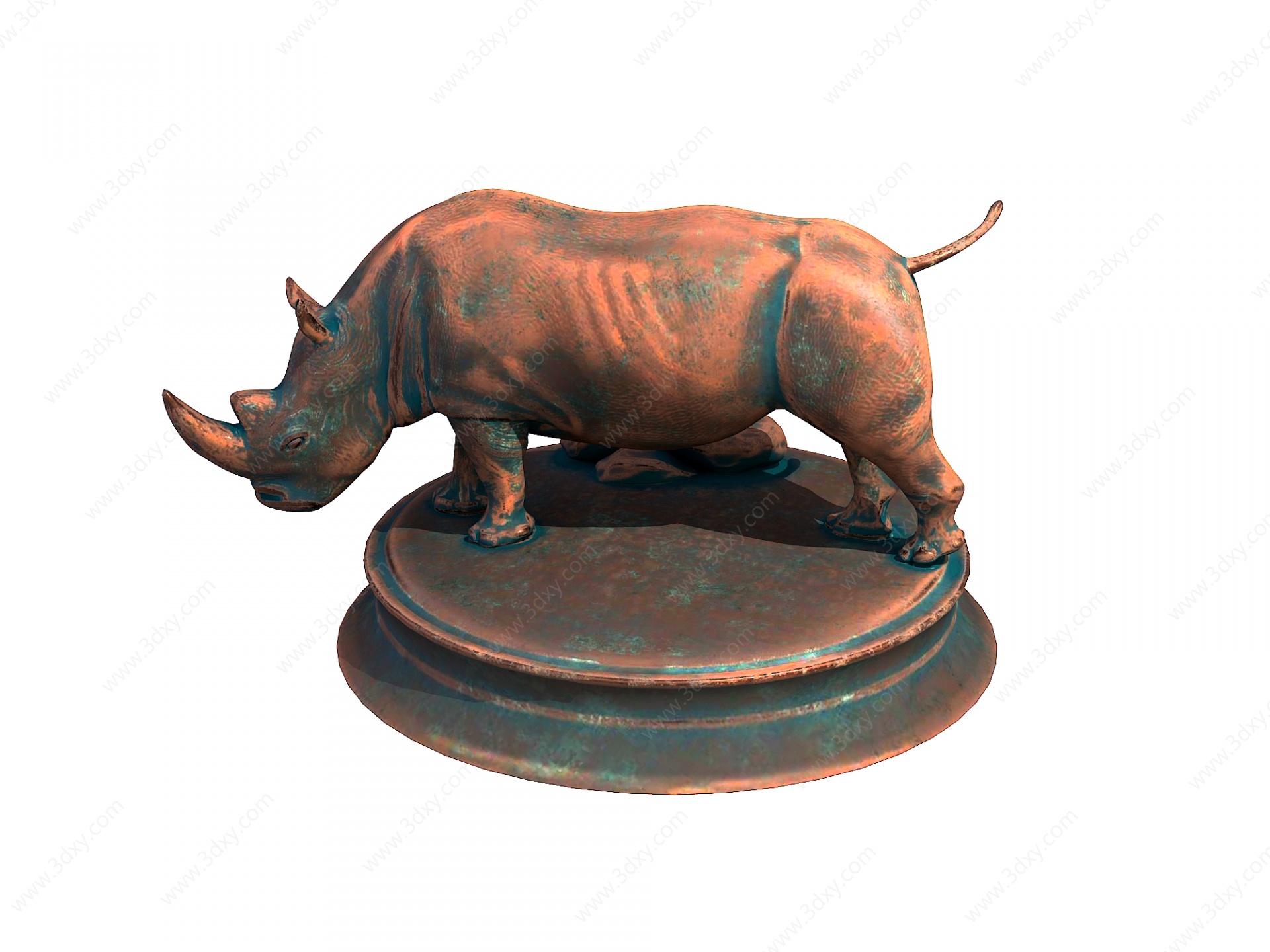 现代犀牛雕塑3D模型
