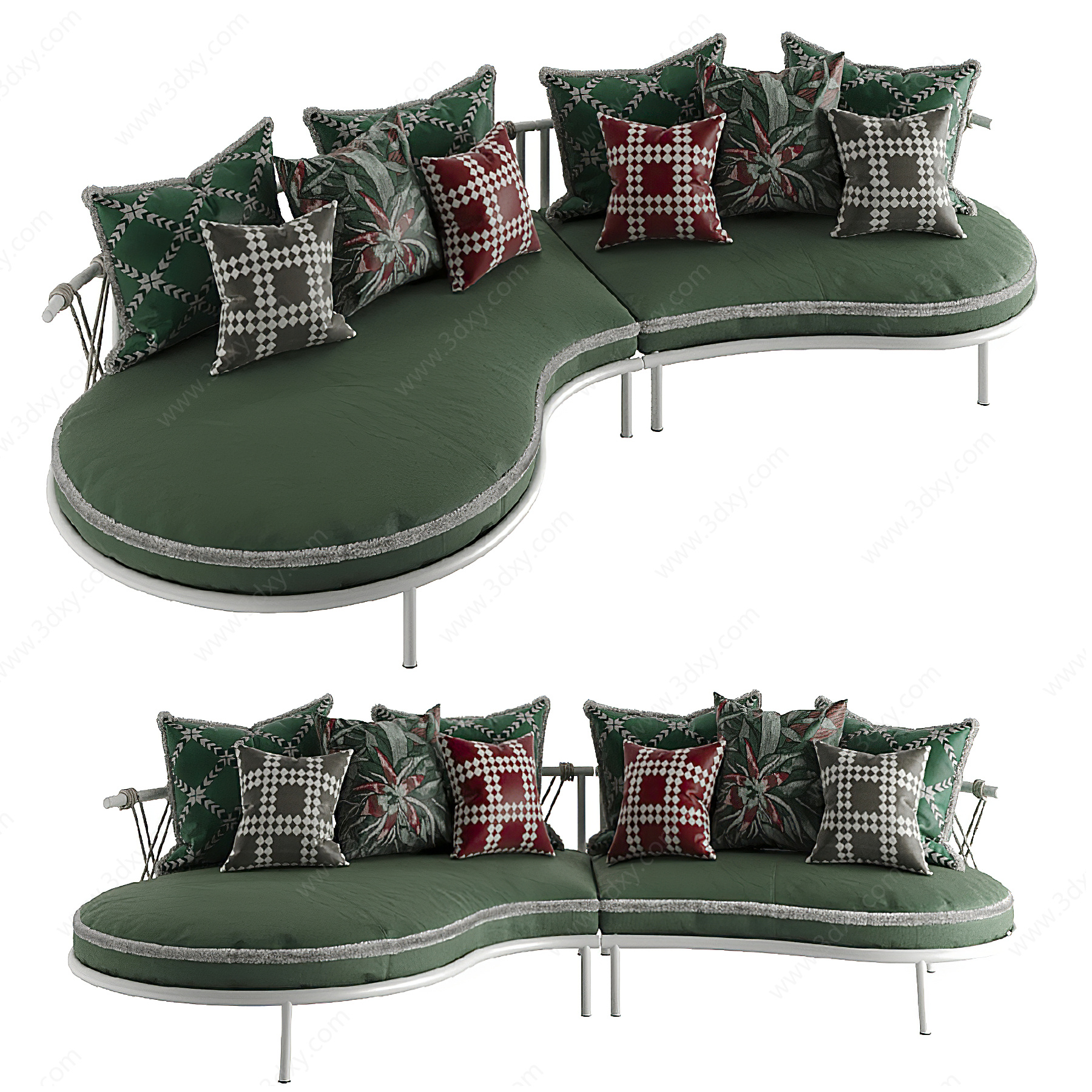 北欧多人沙发3D模型
