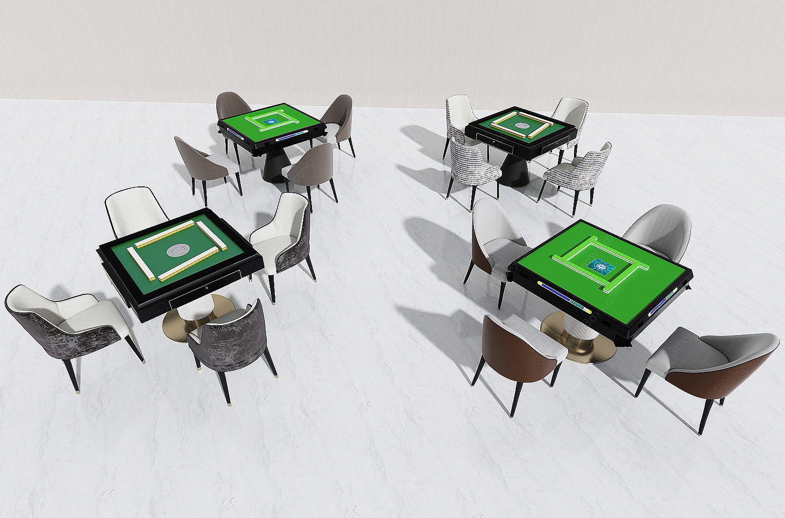 现代麻将桌椅3D模型