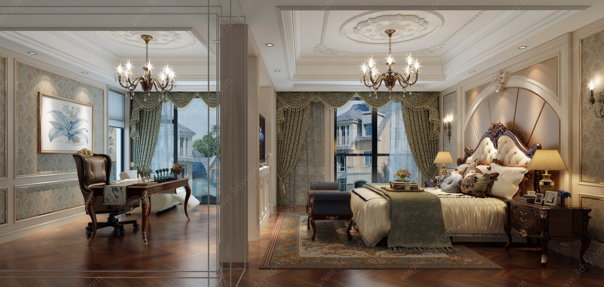 欧式古典家居卧室3D模型