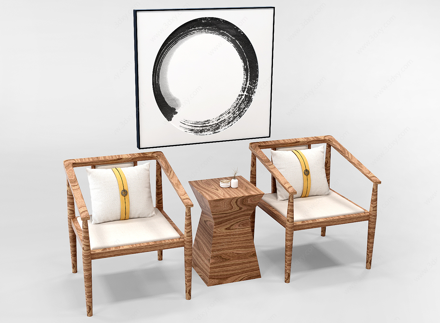 新中式椅子靠包3D模型
