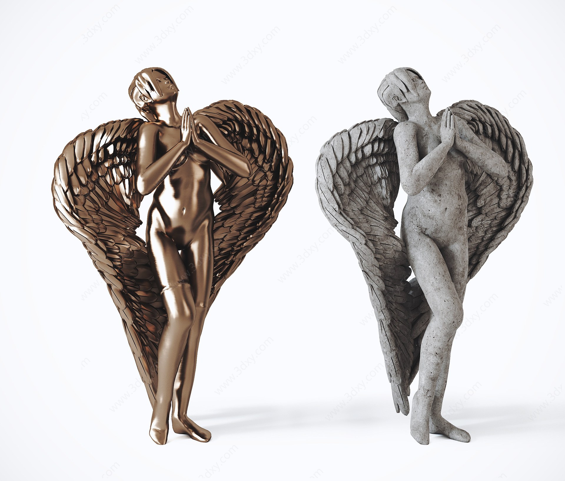 现代天使雕塑摆件3D模型