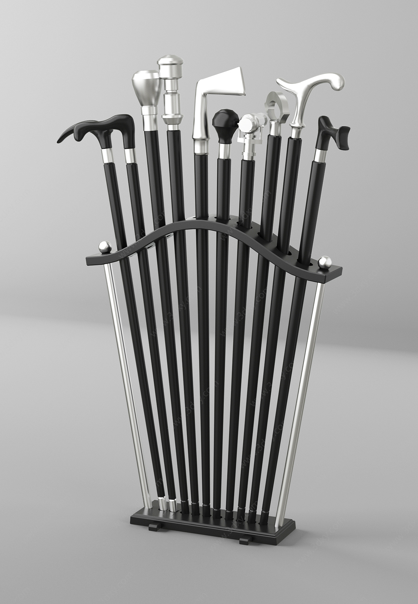 现代拐杖摆件合集3D模型