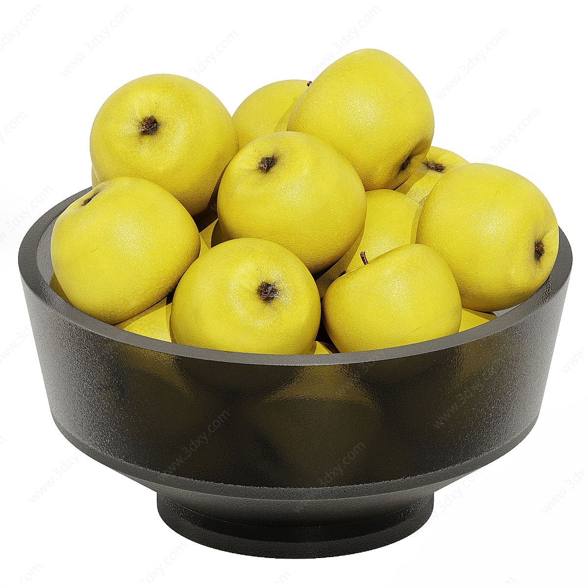玻璃碗与黄苹果3D模型